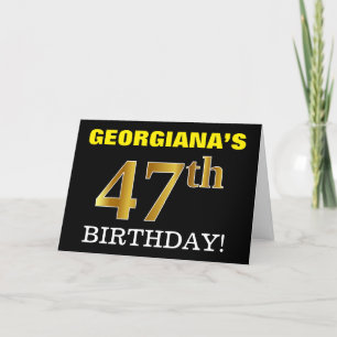 Black, Imitation Gold "47th BIRTHDAY" Card