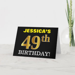 Black, Imitation Gold "49th BIRTHDAY" Card