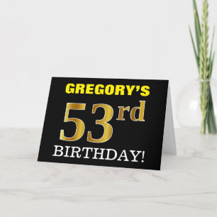 Black, Imitation Gold "53rd BIRTHDAY" Card