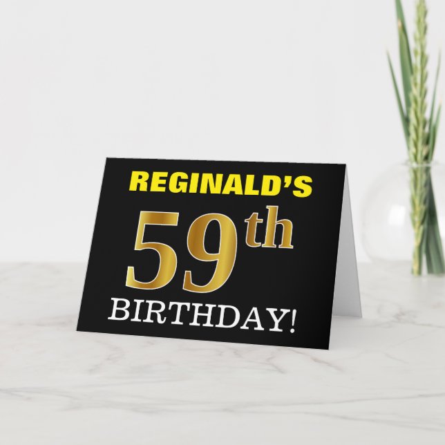 Black, Imitation Gold "59th BIRTHDAY" Card (Front)