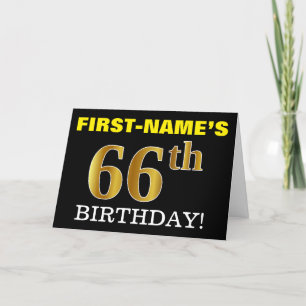 Black, Imitation Gold "66th BIRTHDAY" Card