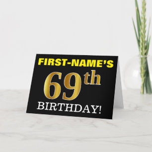 Black, Imitation Gold "69th BIRTHDAY" Card