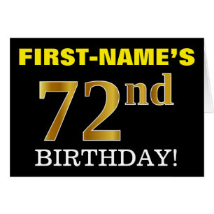 Black, Imitation Gold "72nd BIRTHDAY" Card