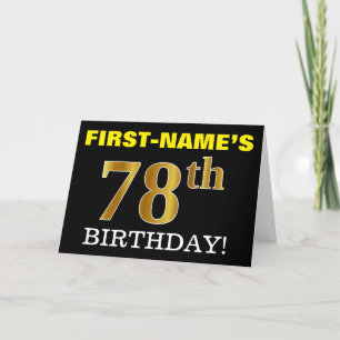 Black, Imitation Gold "78th BIRTHDAY" Card