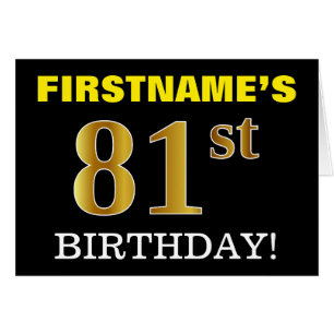 Black, Imitation Gold "81st BIRTHDAY" Card