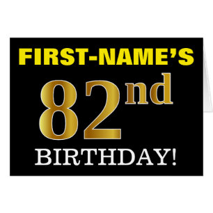 Black, Imitation Gold "82nd BIRTHDAY" Card