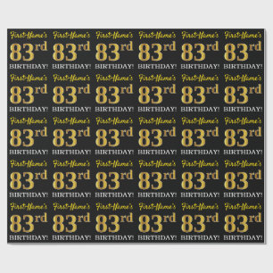 Black, Imitation Gold "83rd BIRTHDAY" Wrapping Paper