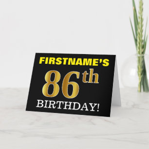 Black, Imitation Gold "86th BIRTHDAY" Card