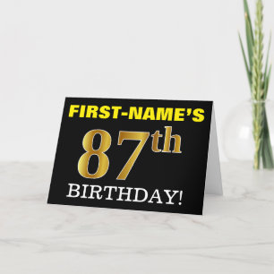 Black, Imitation Gold "87th BIRTHDAY" Card