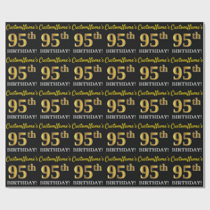 Black, Imitation Gold "95th BIRTHDAY" Wrapping Paper