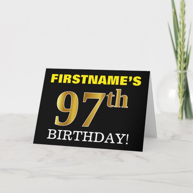 Black, Imitation Gold "97th BIRTHDAY" Card (Front)