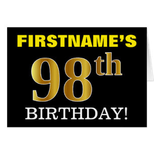 Black, Imitation Gold "98th BIRTHDAY" Card