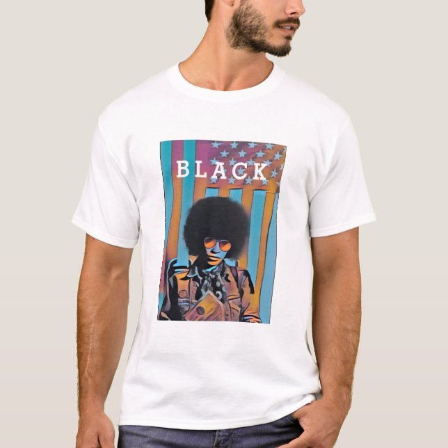 "BLACK" IN AMERICA - ANGELA DAVIS BLACK HISTORY T-Shirt (Front)