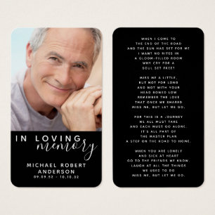 Black In Loving Memory Photo Poem Memorial Card