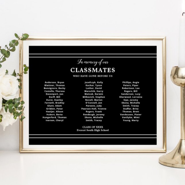 Black In Memory Of Classmates School Reunion Poster (Creator Uploaded)