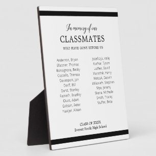 Black In Memory Of Our Classmates Class Reunion Plaque