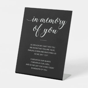 Black In Memory Of You Poem Memorial Wedding Pedestal Sign
