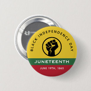 Black Independence Day Juneteenth 1865 Curved Text 6 Cm Round Badge