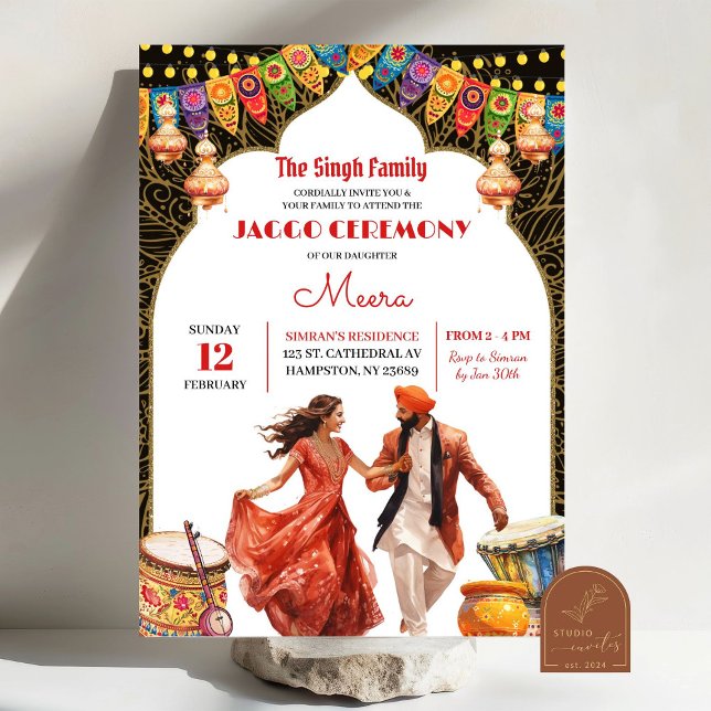 Black Indian Wedding Jaggo Ceremony Invitation (Creator Uploaded)