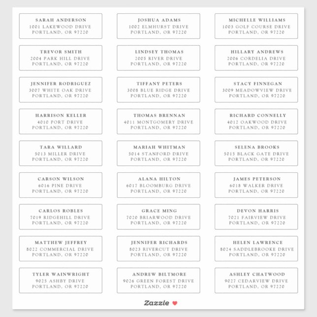 Black | Individual Guest Address Labels (Sheet)