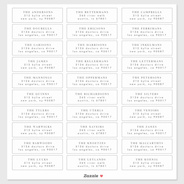 black individual wedding guest address stamp label (Sheet)