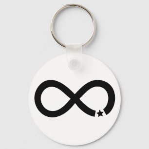 Black Infinity Symbol with star Key Ring