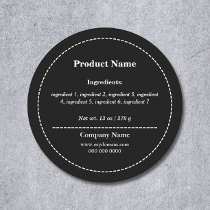 Black Ingredient List Label Sticker