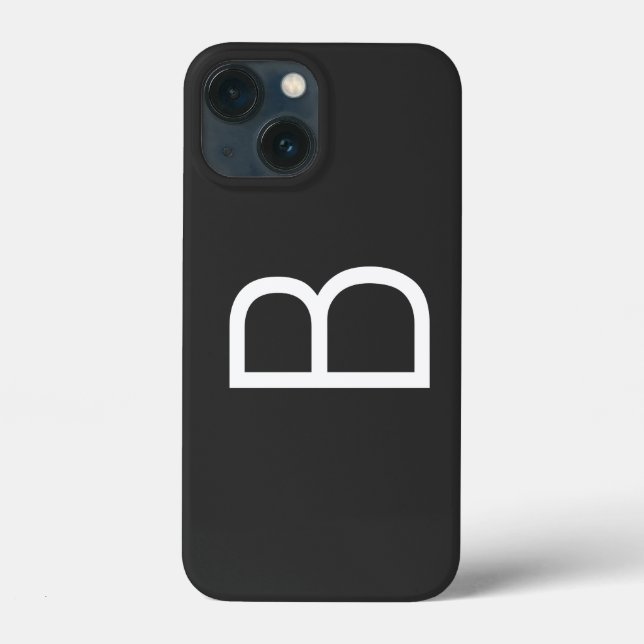 Black Initial Letter Monogram Modern Case-Mate iPhone Case (Back)