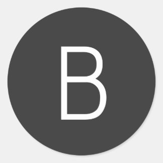 Black Initial Letter Monogram Modern Classic Round Sticker