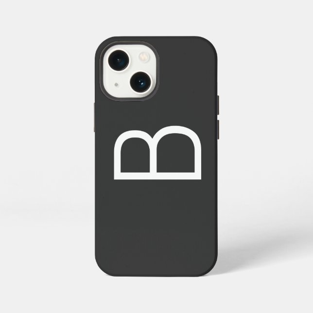 Black Initial Letter Monogram Modern iPhone Case (Back)