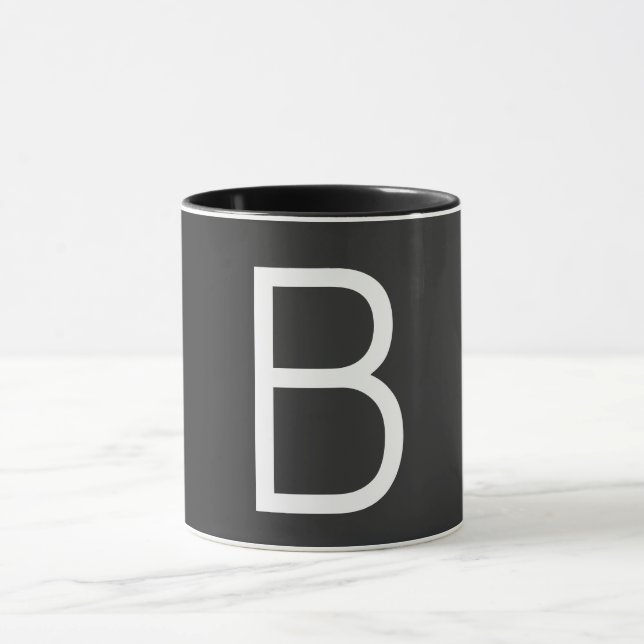 Black Initial Letter Monogram Modern Mug (Center)