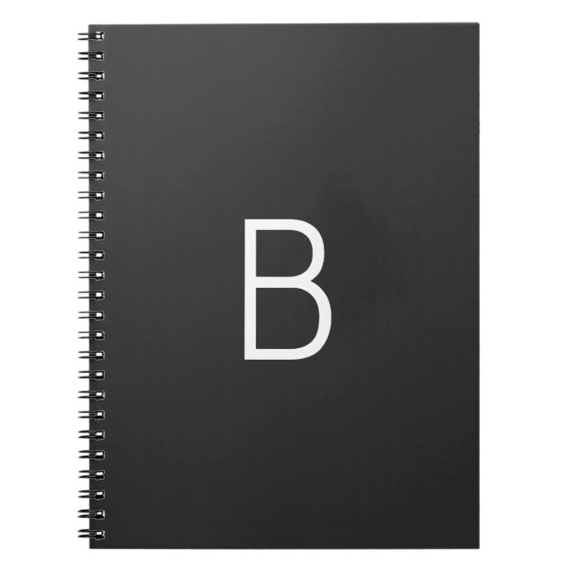 Black Initial Letter Monogram Modern Notebook (Front)
