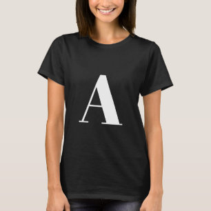 Black Initial Letter Monogram Modern T-Shirt