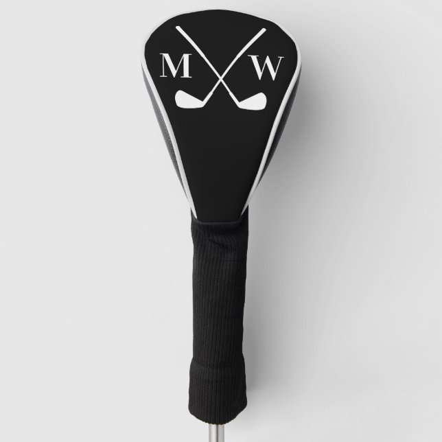 Black Initial Monogram Golf Head Cover (Front)