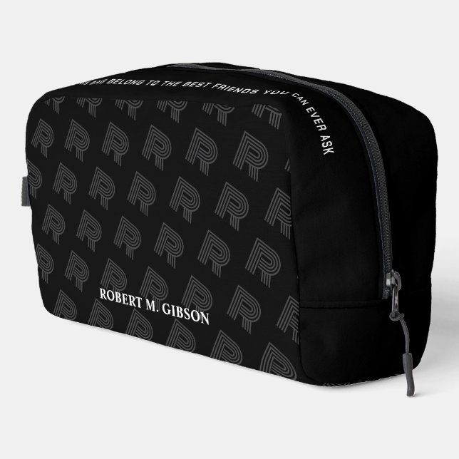 Black Initial Pattern Toiletry bag for Men/Father (Right Corner)