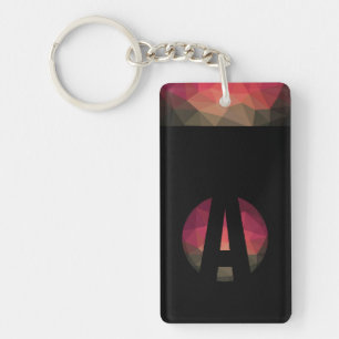 Black initial round logo modern ombre keychain