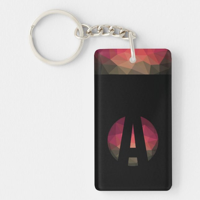 Black initial round logo modern ombre keychain (Front)