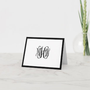 Black Initial Vine Script Monogram DIY BG Note Card