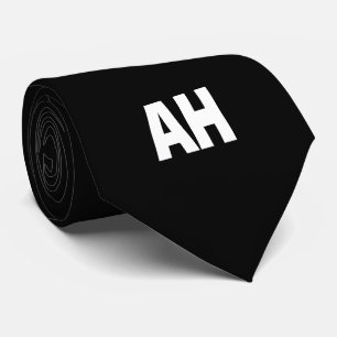 Black Initials Groomsmen Monogram Monogrammed Tie