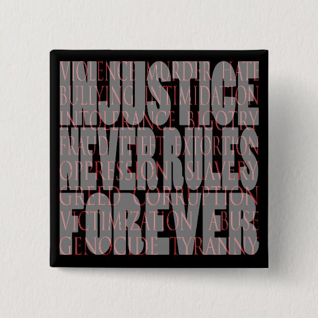 black injustice never rules square button (Front)