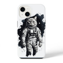 Black Ink Astronaut Cat Design