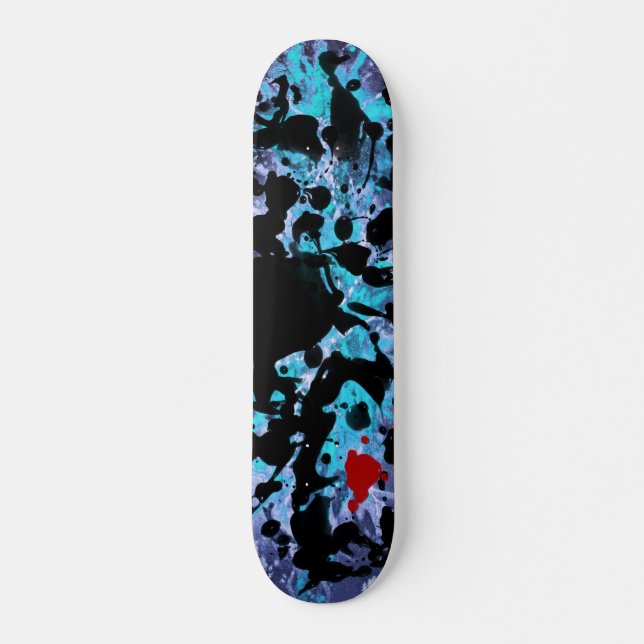 BLACK INK | blue splatter Skateboard (Front)