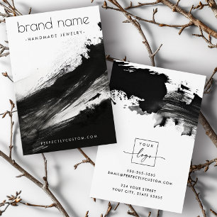 Black ink brushstrokes modern earring display card