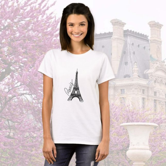Black Ink Eiffel Tower  T-Shirt (Creator Uploaded)