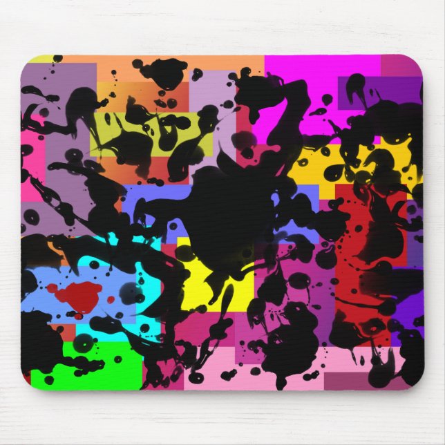 BLACK INK | geo coloured Mouse Mat (Front)