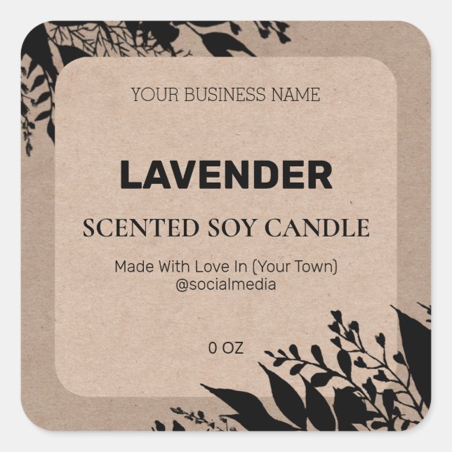 Black Ink On Kraft Rustic Product Labels (Front)