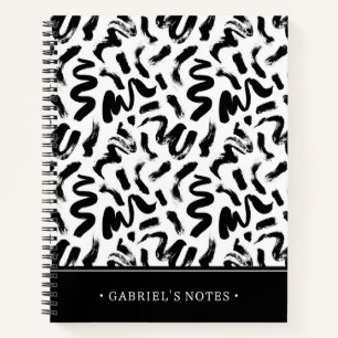 Black Ink Paint Brush Stroke Add Your Name Notebook