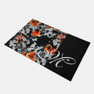 BLACK INK & POPPIES pattern + your backgr. & ideas Doormat