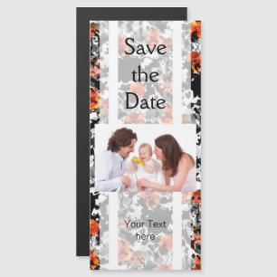 BLACK INK & POPPIES pattern + your backgr. & ideas Magnetic Invitation