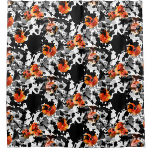 BLACK INK & POPPIES pattern + your backgr. & ideas Shower Curtain